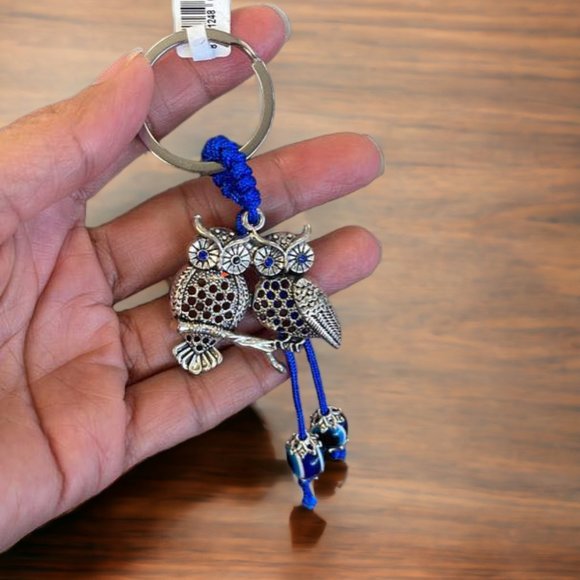 Stainless Steel Keychain Evil Eye Owls Keychain Turkish Eye Keyring Small Gifts - Picture 4 of 6